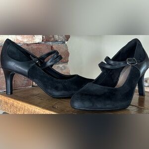 Clarks Mary Jane Leather & Suede Heels